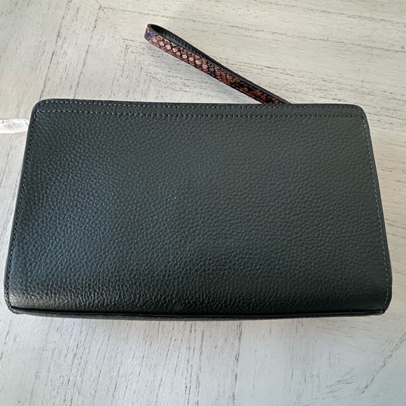 Coach Flap Clutch Black Pebble Crocodile Embossed & Snake Leather Wristlet - Picture 7 of 9